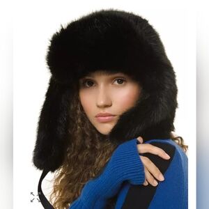 MICHAEL Kors Black Faux Fur Trapper Hat